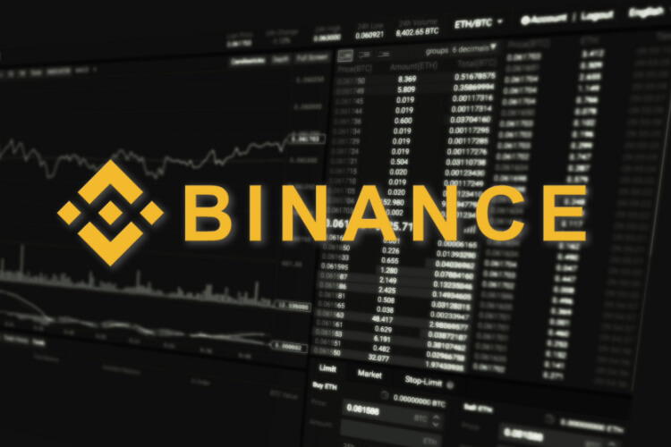 Imagem com fundo abstrato com números diversos e o símbolo da plataforma exchange "Binance" em destaque.
